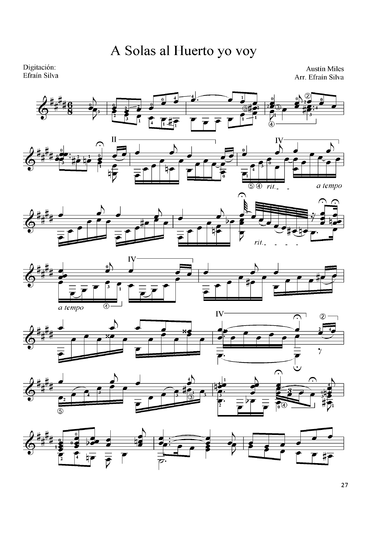 In The Garden, A Solas al Huerto Yo Voy, I Come to the Garden Alone, C. Austin Miles, Agogics, Expressive Guitar, Hymn, Meditation, Funeral Music, Sacred Repertoire.