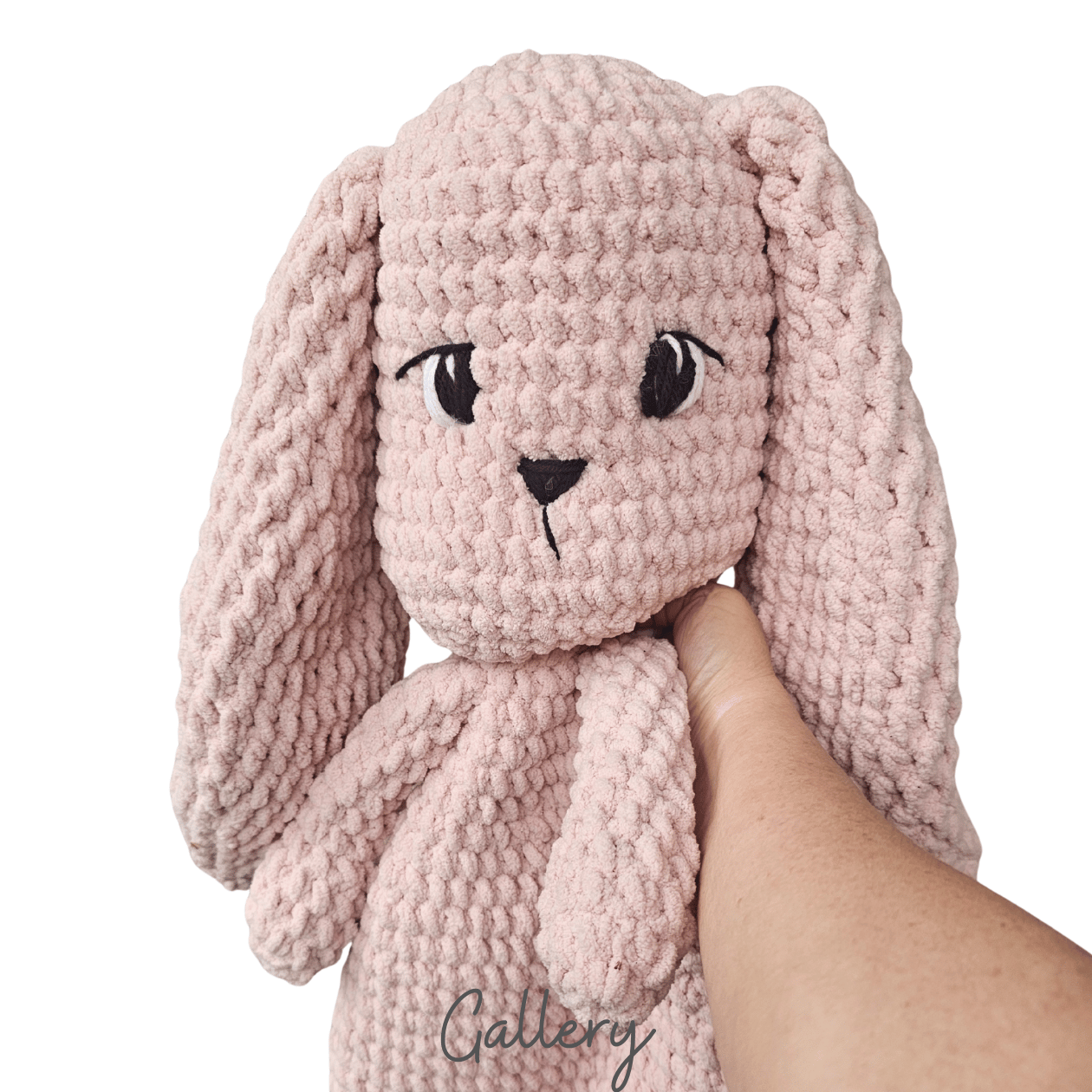 pink bunny lovey plushie