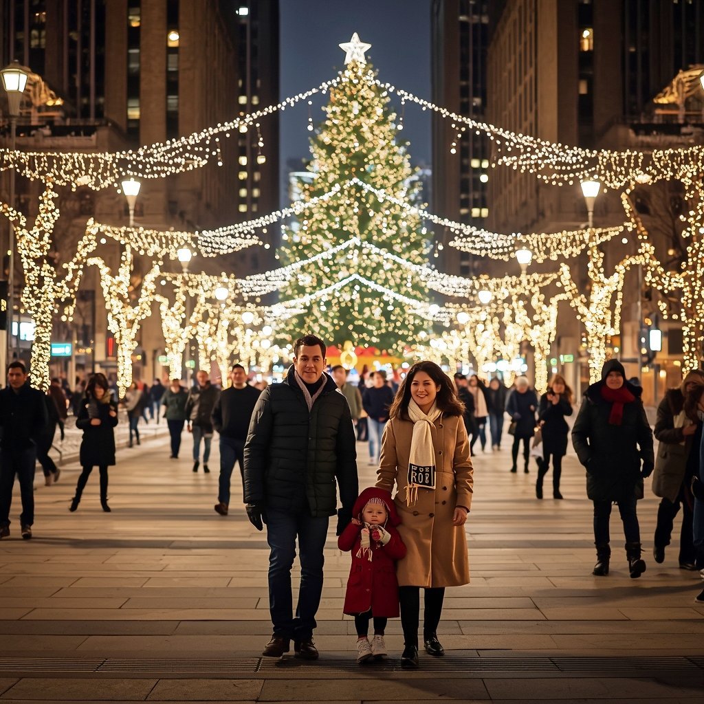 New York City Christmas family photo.