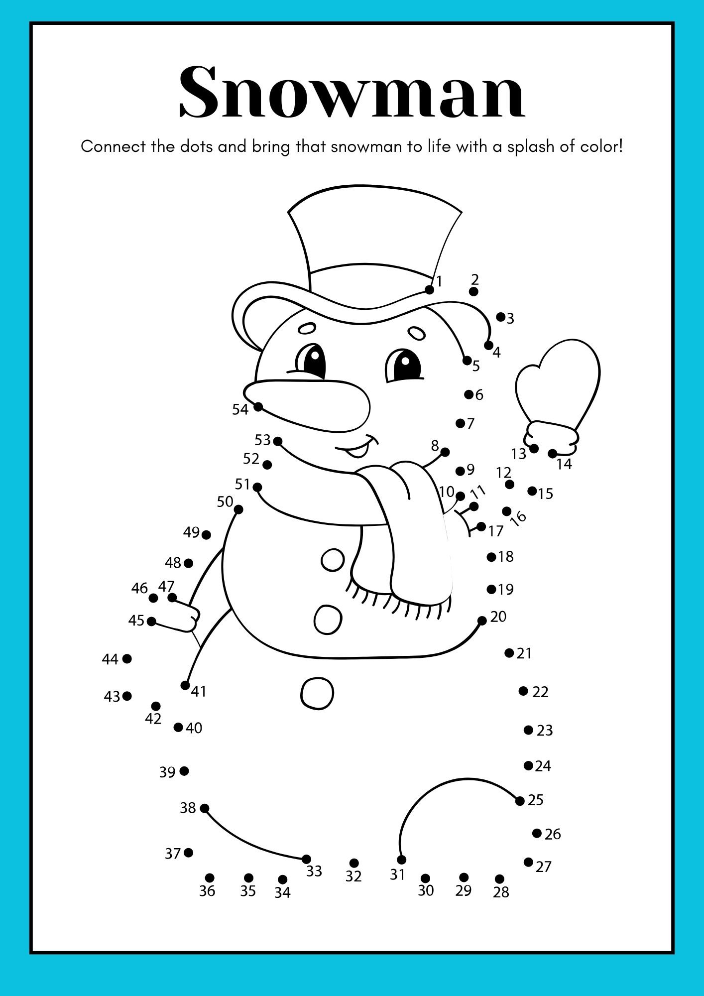 snowman connect the dot worksheet - Payhip
