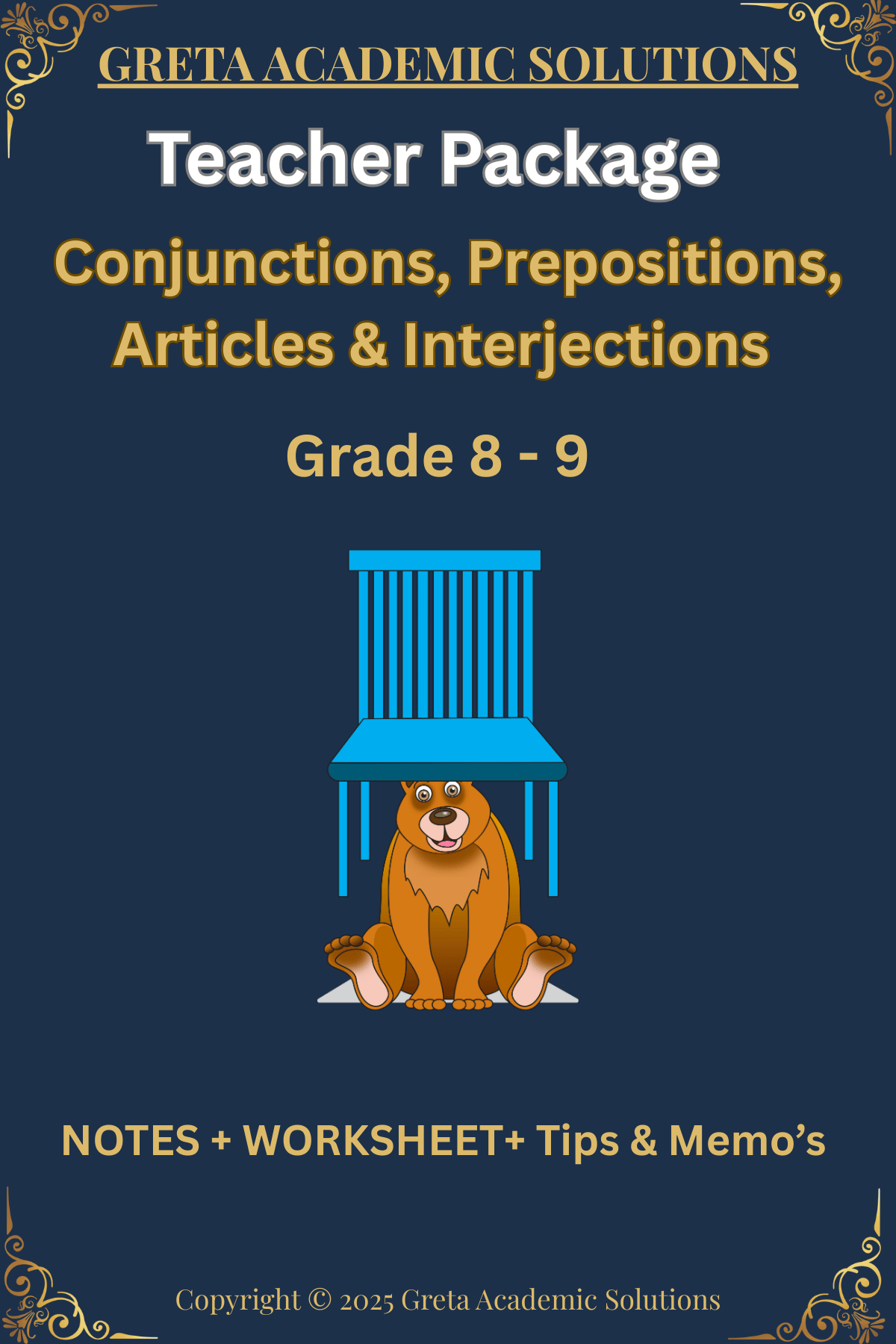Grade 8-9 English: Conjunctions, Prepositions, Articles & Interjections ...