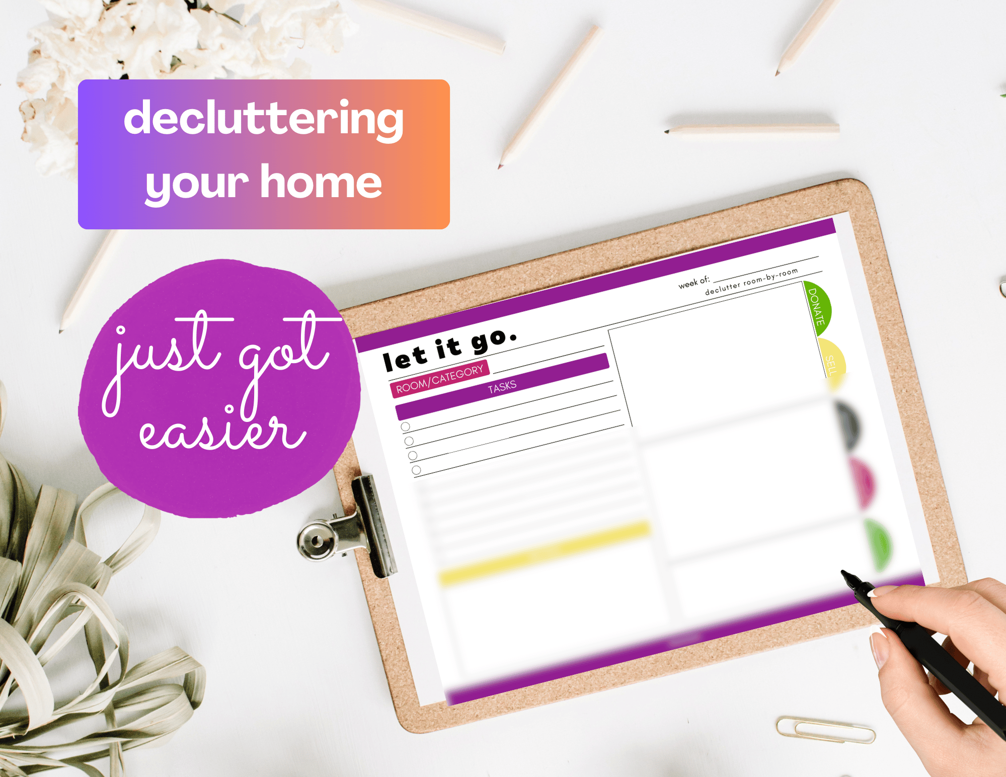Decluttering Room-by-Room At-a-Glance one-page freebie PDF printable ...