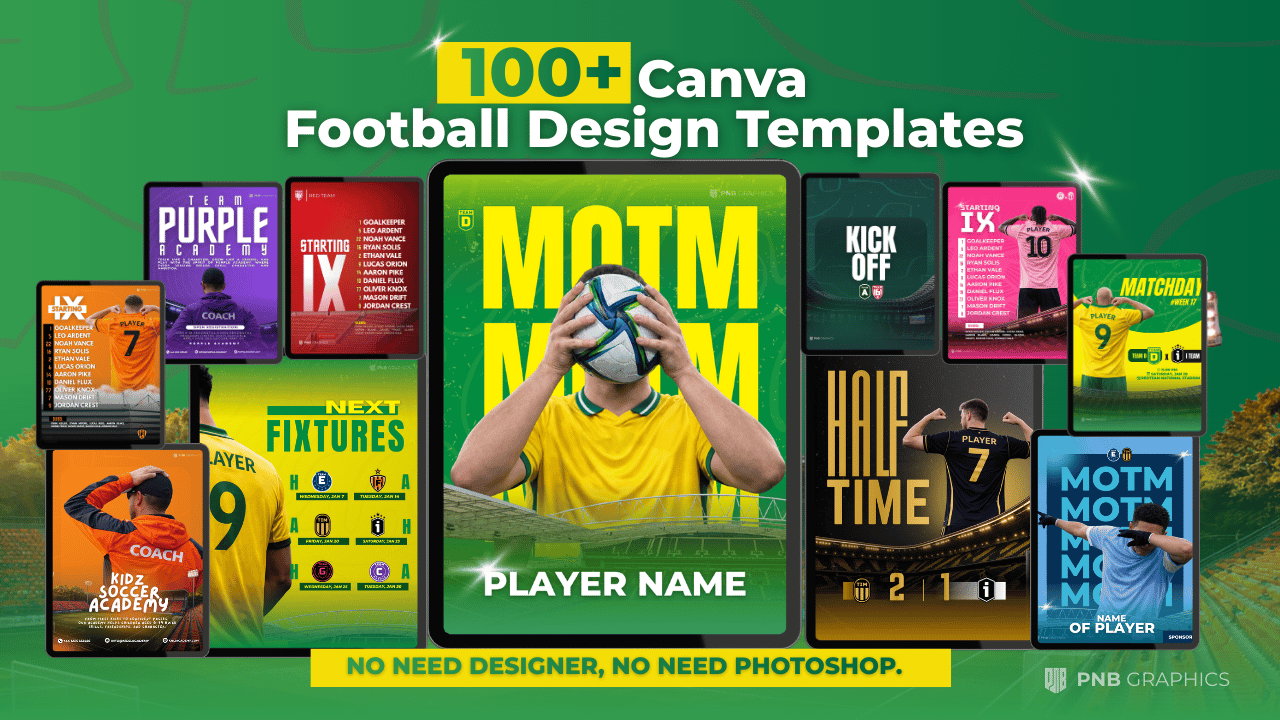 Generic Football Design Full Pack 100 Editable Football Design Templates by PNB Graphics - Payhip