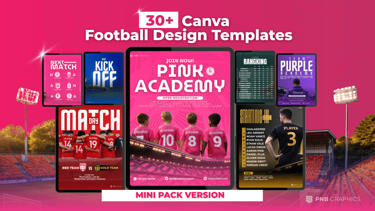 Mini Pack 30 Editable Football Design Templates by PNB Graphics - Payhip