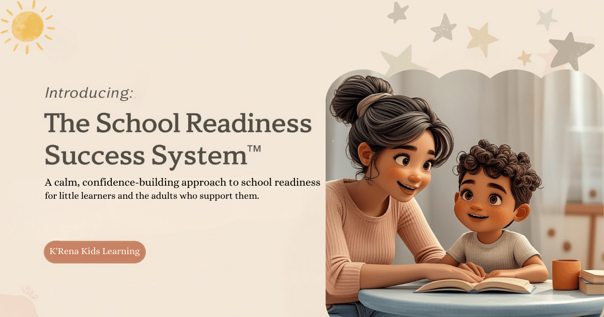 Intro to the school readiness success system with a mother and child sitting at a table learning.