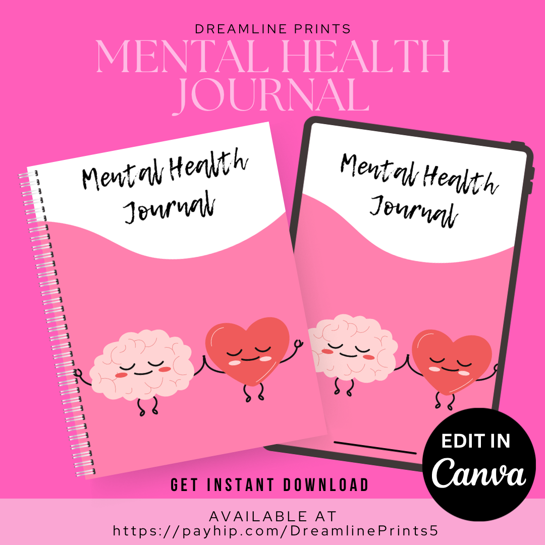 Printable Mental Health Journal Template | Editable Canva Journal for ...
