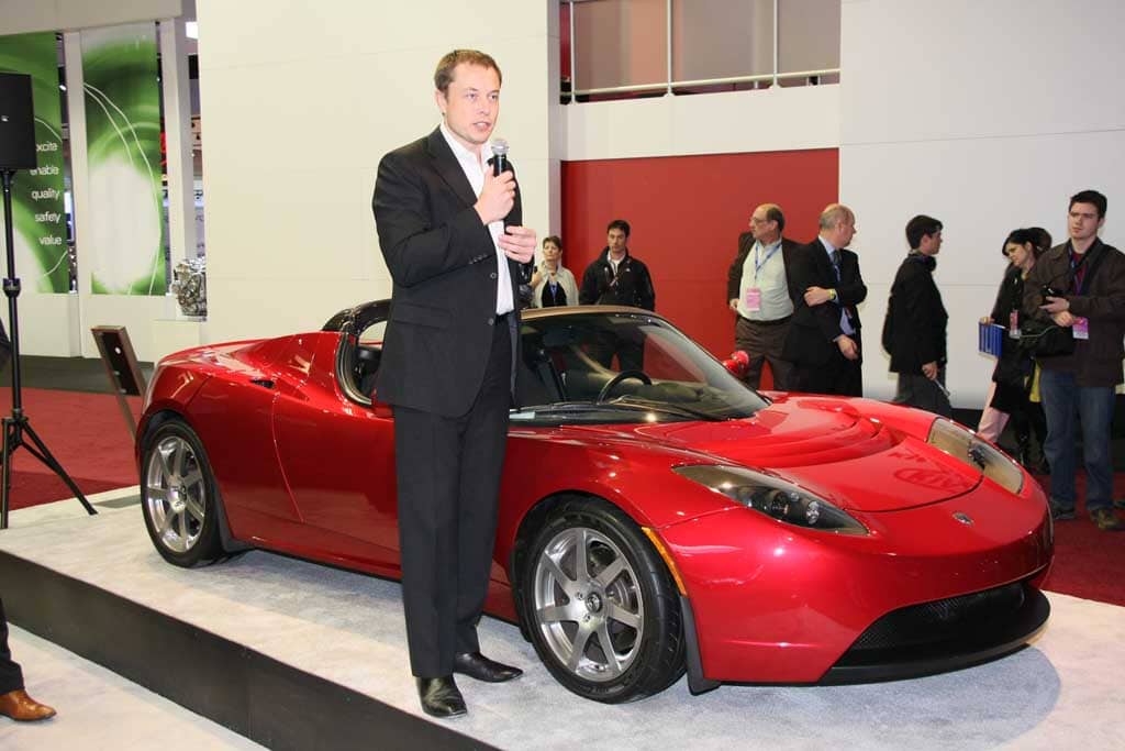 Elon Musk presenting Tesla’s mission to revolutionize sustainable transportation