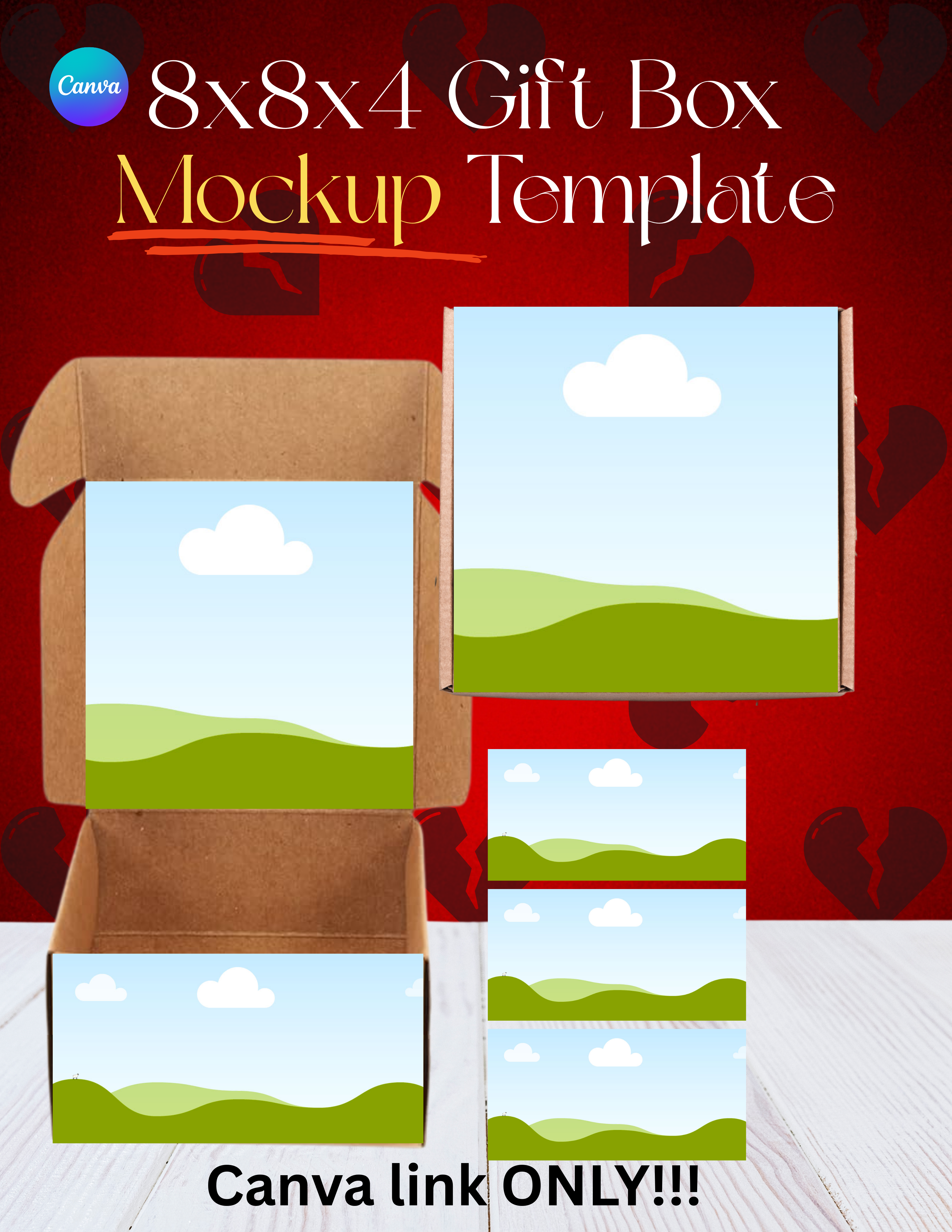 8x8x4 Gift Box Mockup Template - Payhip