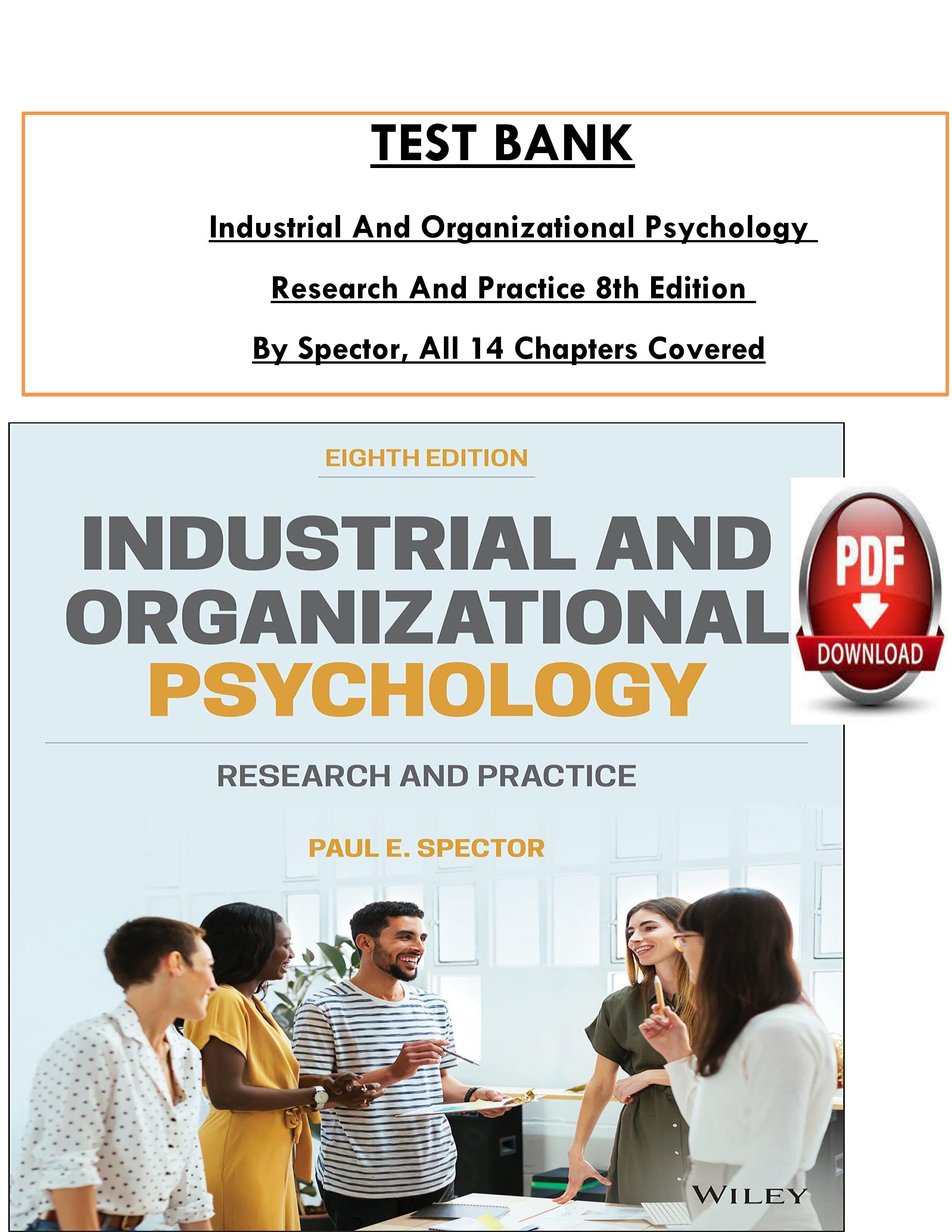 Industrial & Organizational Psychology Practice Test Bank (All 14 ...