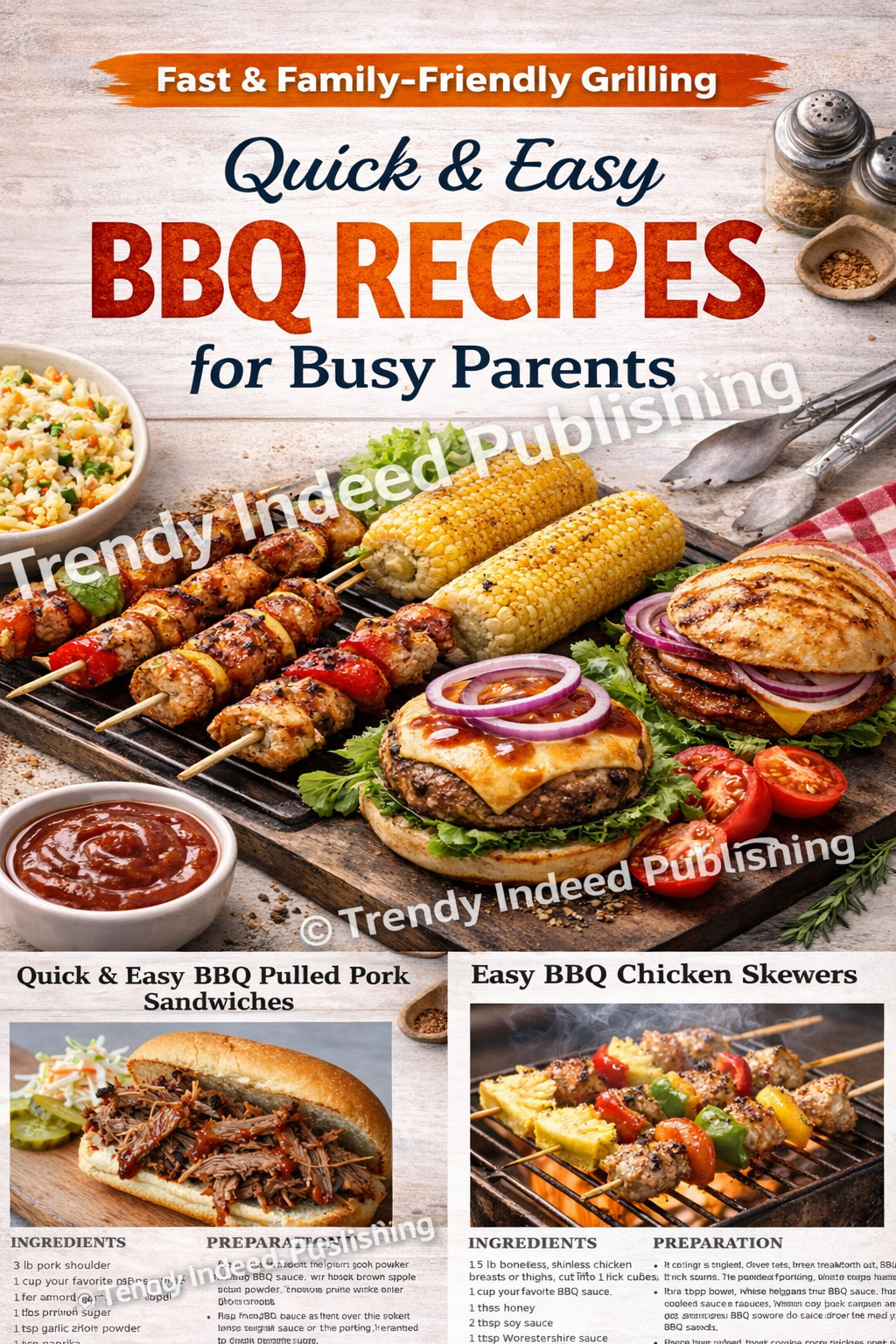 Free BBQ recipe ebook cover showing easy barbecue meals for busy families