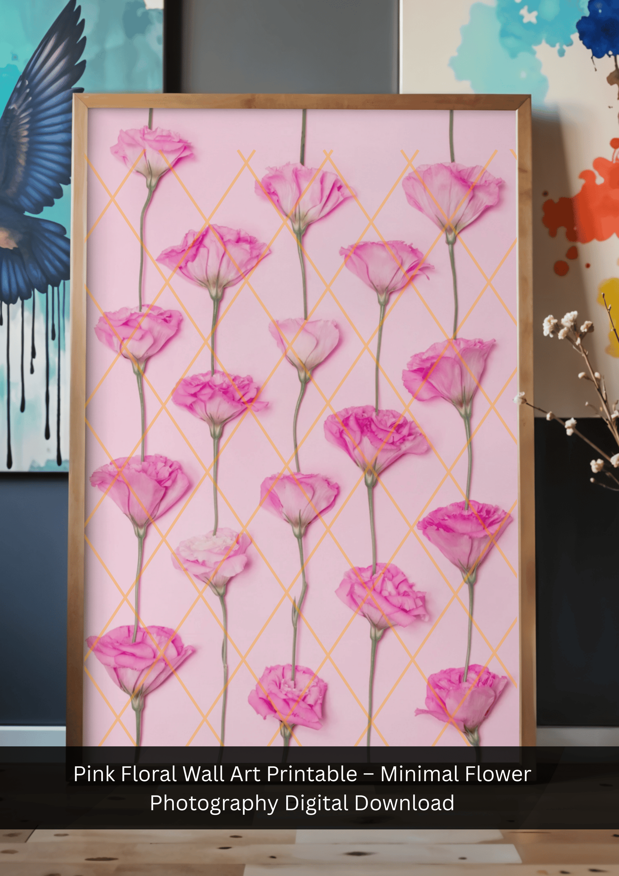 Pink Floral Wall Art Printable – Minimal Flower Photography Digital ...