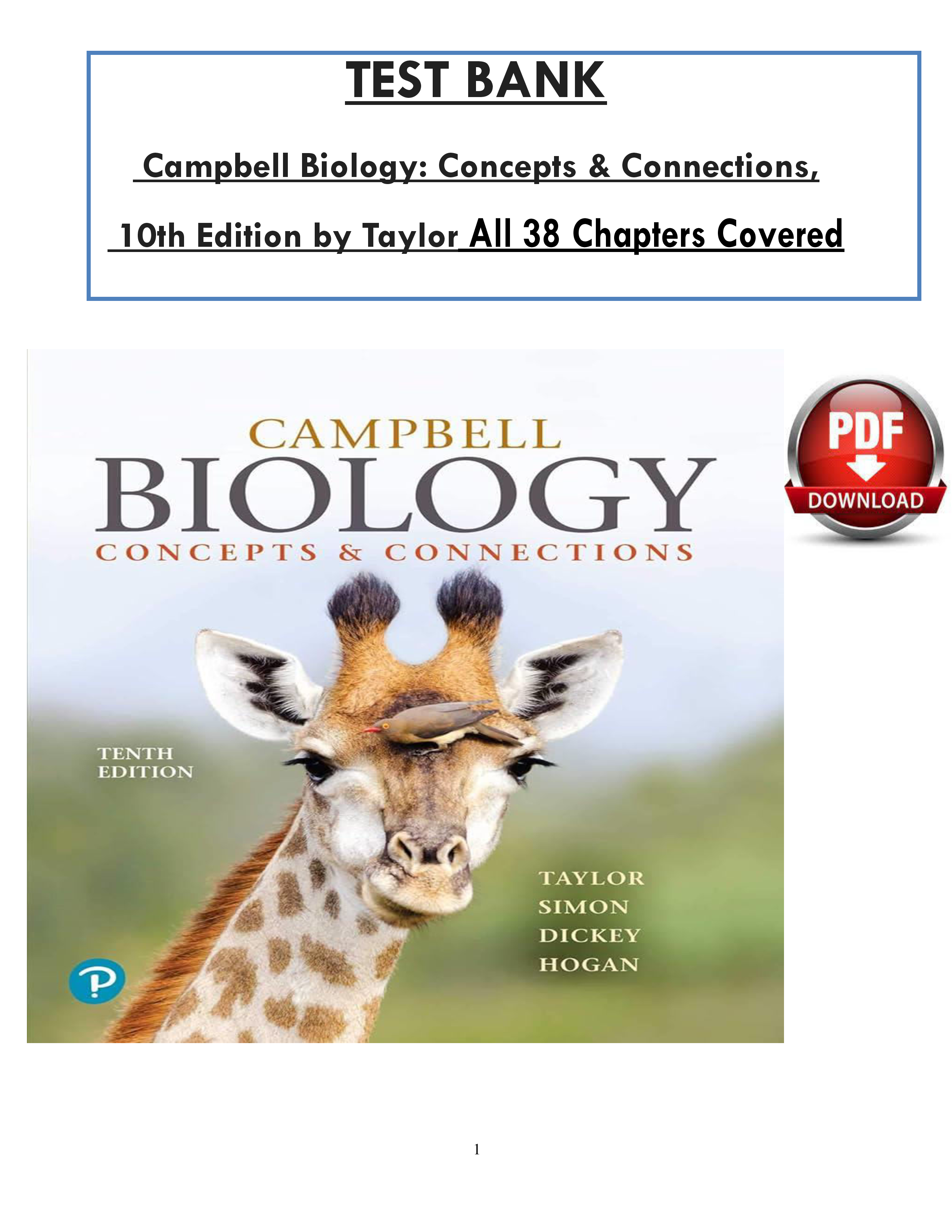 Campbell Biology: Concepts & Connections Practice Test Bank (Chapters 1 ...