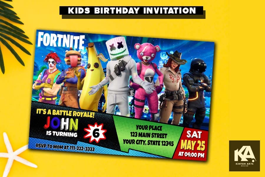 Fortnite Birthday Invitations
