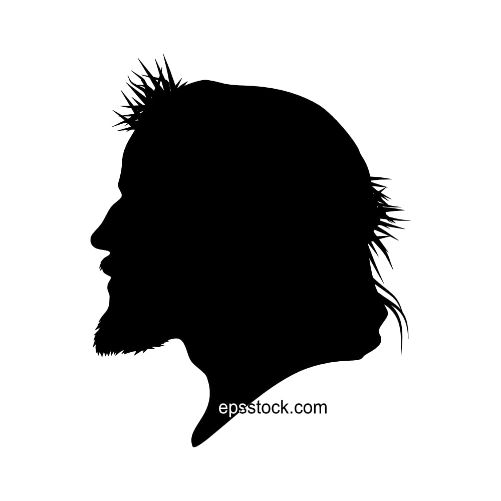 Jesus in profile, wearing a crown of thorns