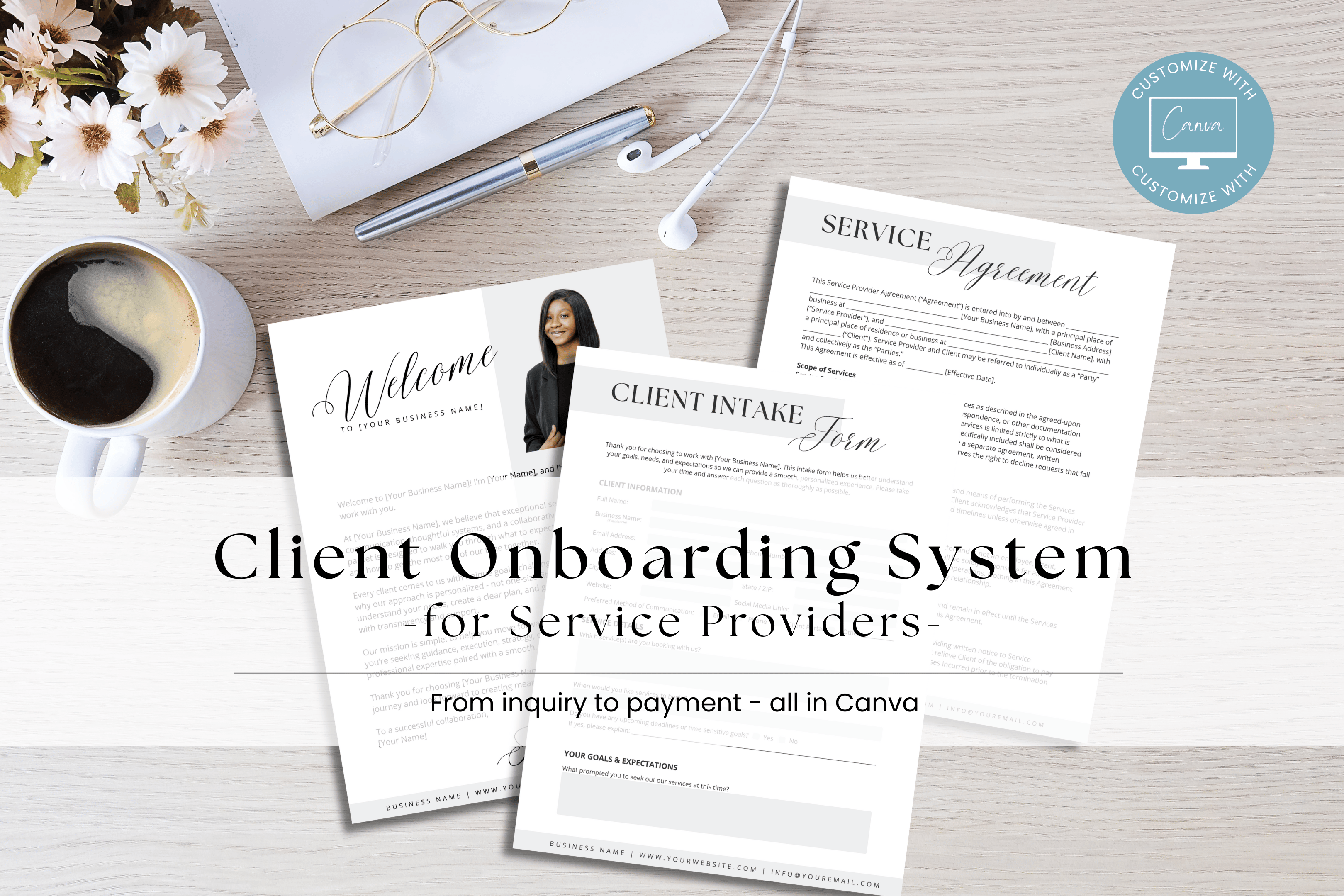 Client Onboarding System for Service Providers | Canva editable Client ...