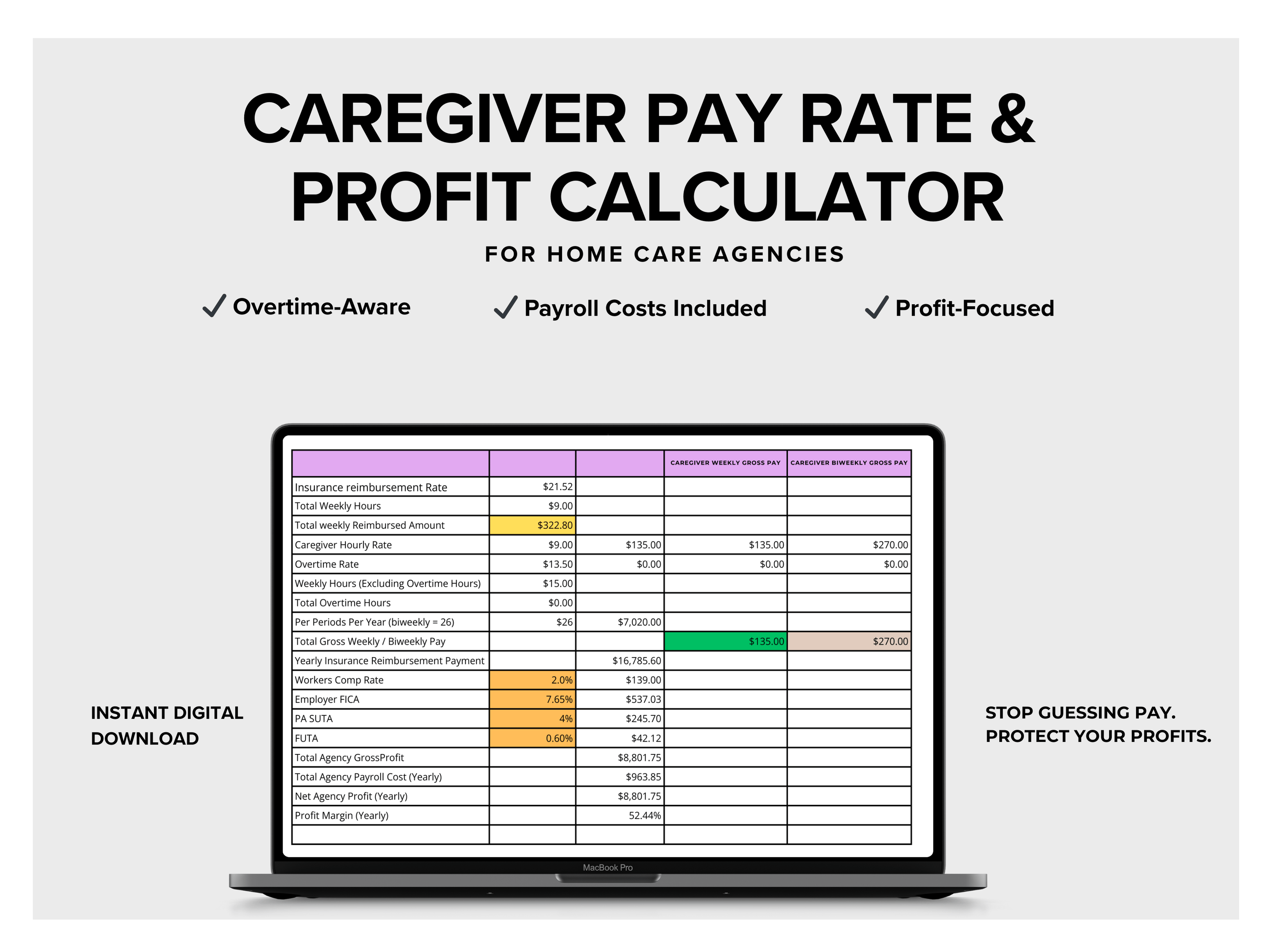 Caregiver Pay Rate and Profit Calculator - Payhip
