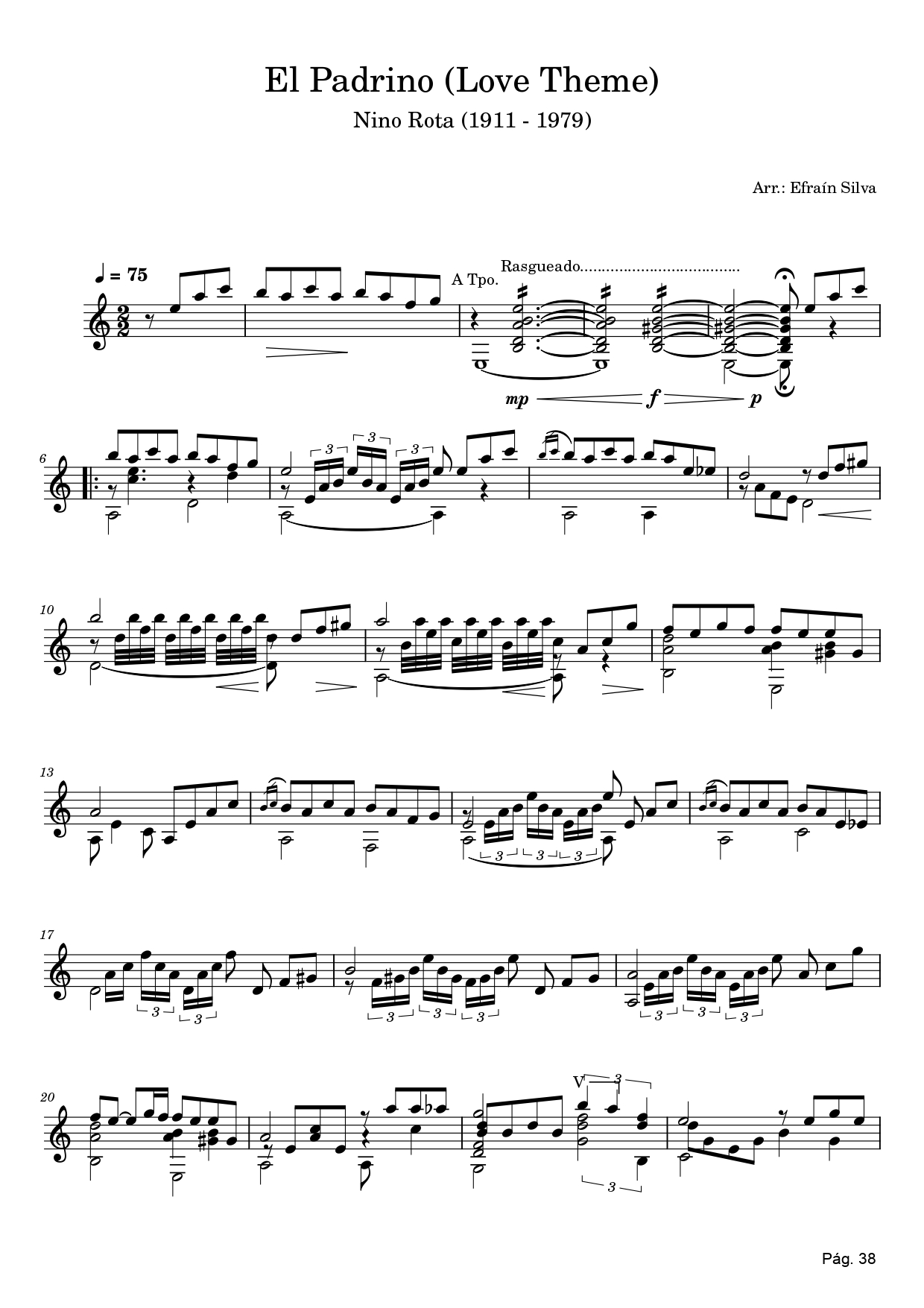The Godfather Theme, Nino Rota, Classical Guitar Arrangement, Film Music, Speak Softly Love, Unforgettable Collection, Sheet Music PDF, Guitar Solo
