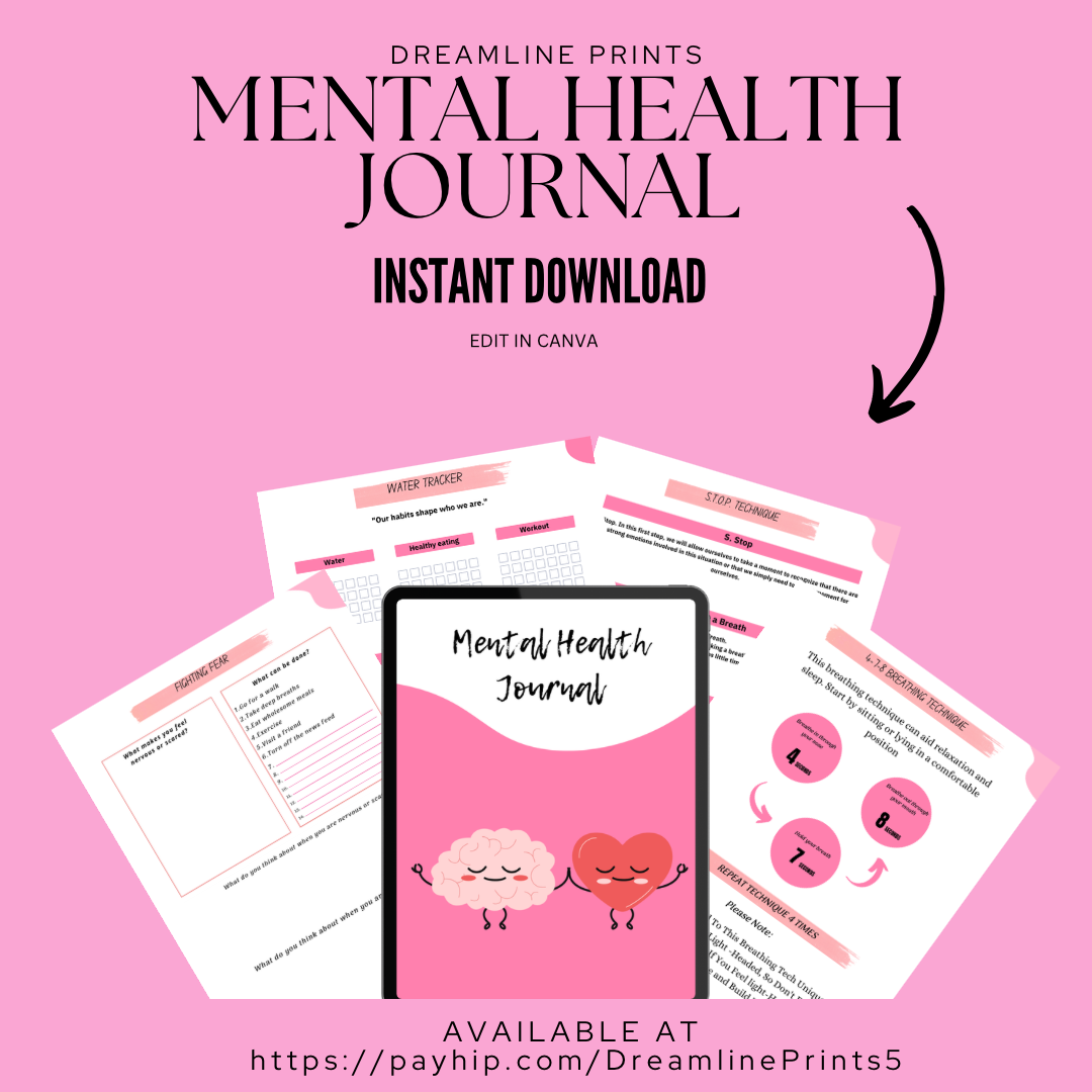 Printable Mental Health Journal Template | Editable Canva Journal for ...