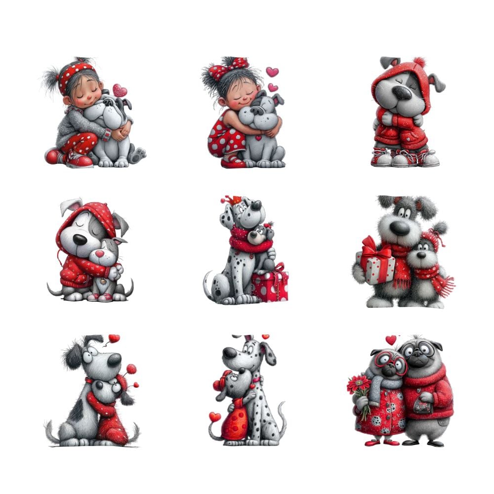 Valentine Dog Mom PNG Bundle, Cute Dog Sublimation Clipart, Pet Lover Valentine Graphics, Puppy Love Digital Art, Furry Friend PNG for Craft