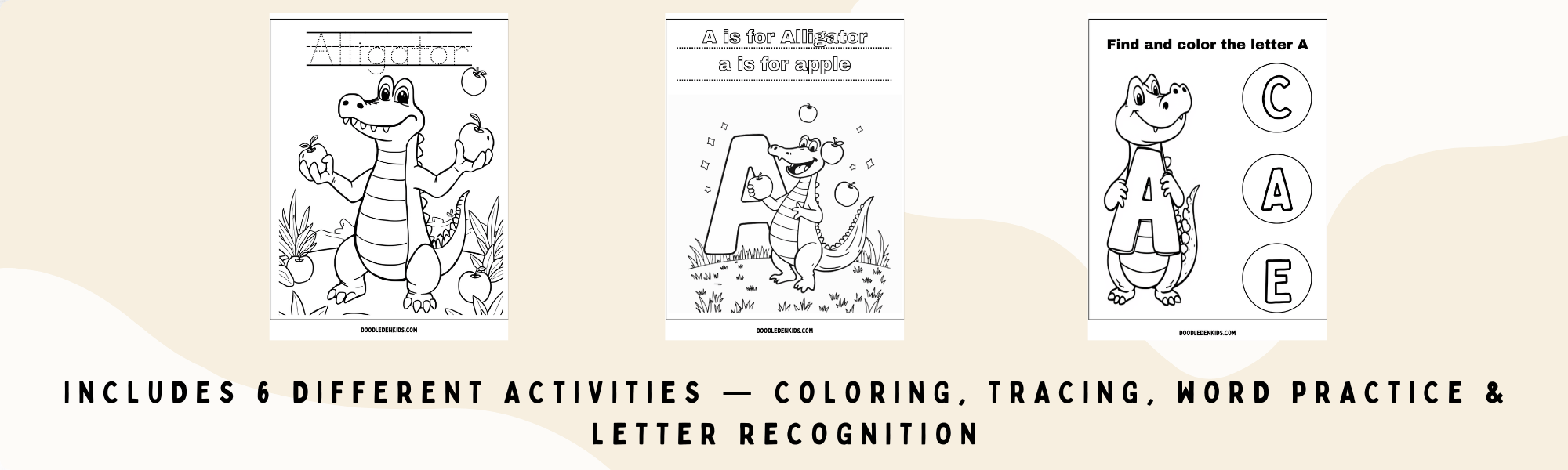 Alphabet coloring pages with animals for preschool letter learning
