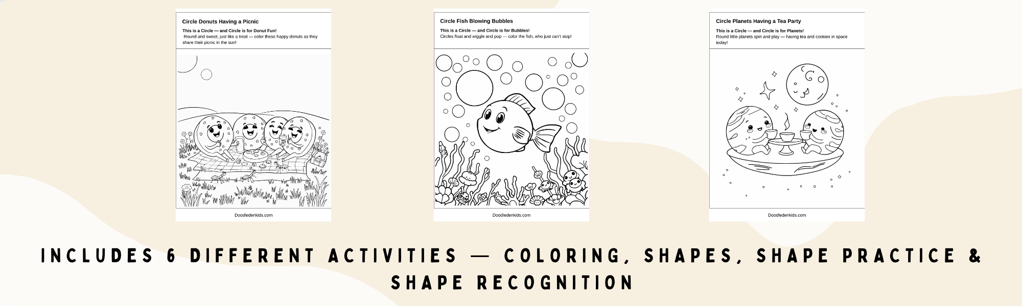 Preschool shape recognition coloring worksheets