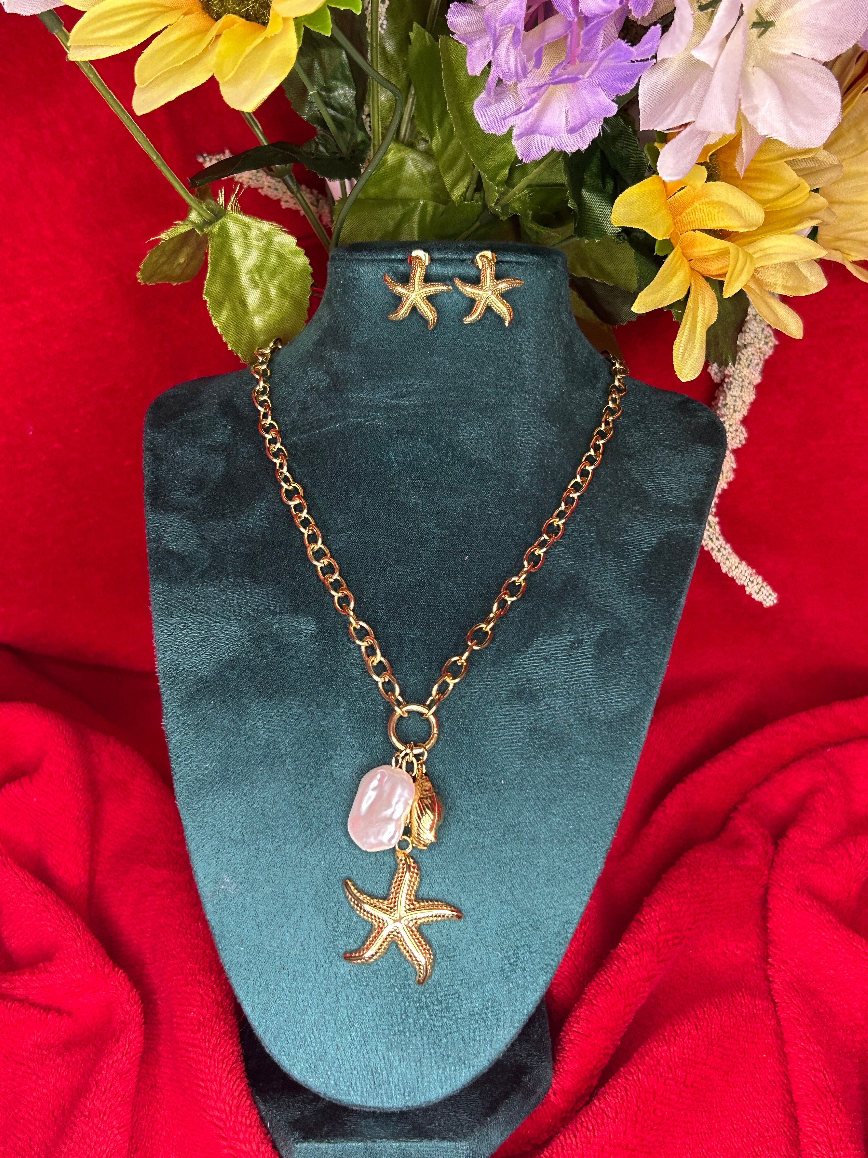 Stainless Steel Inspired Ocean Charm Necklace Set - Payhip