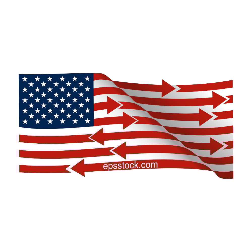 USA flag with arrows