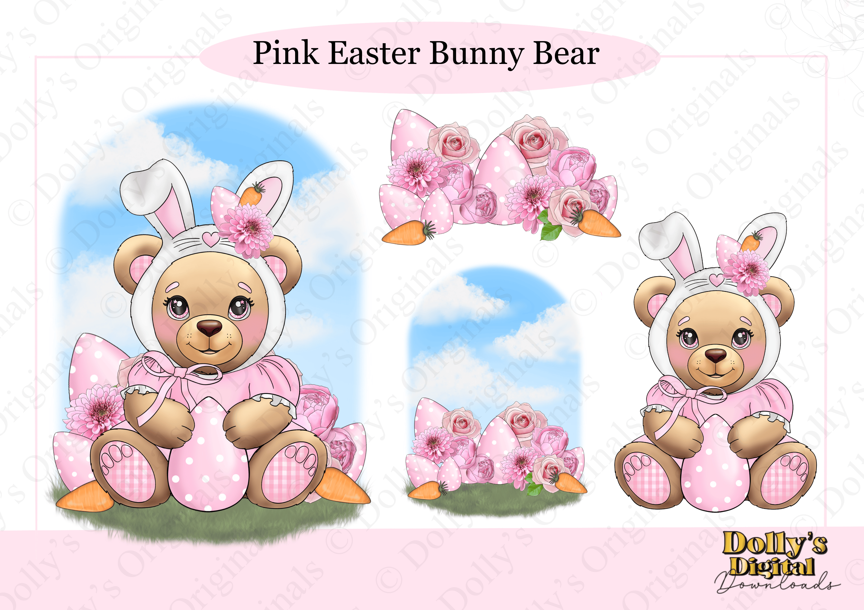 Pink Easter Bunny Bear Clipart - Payhip