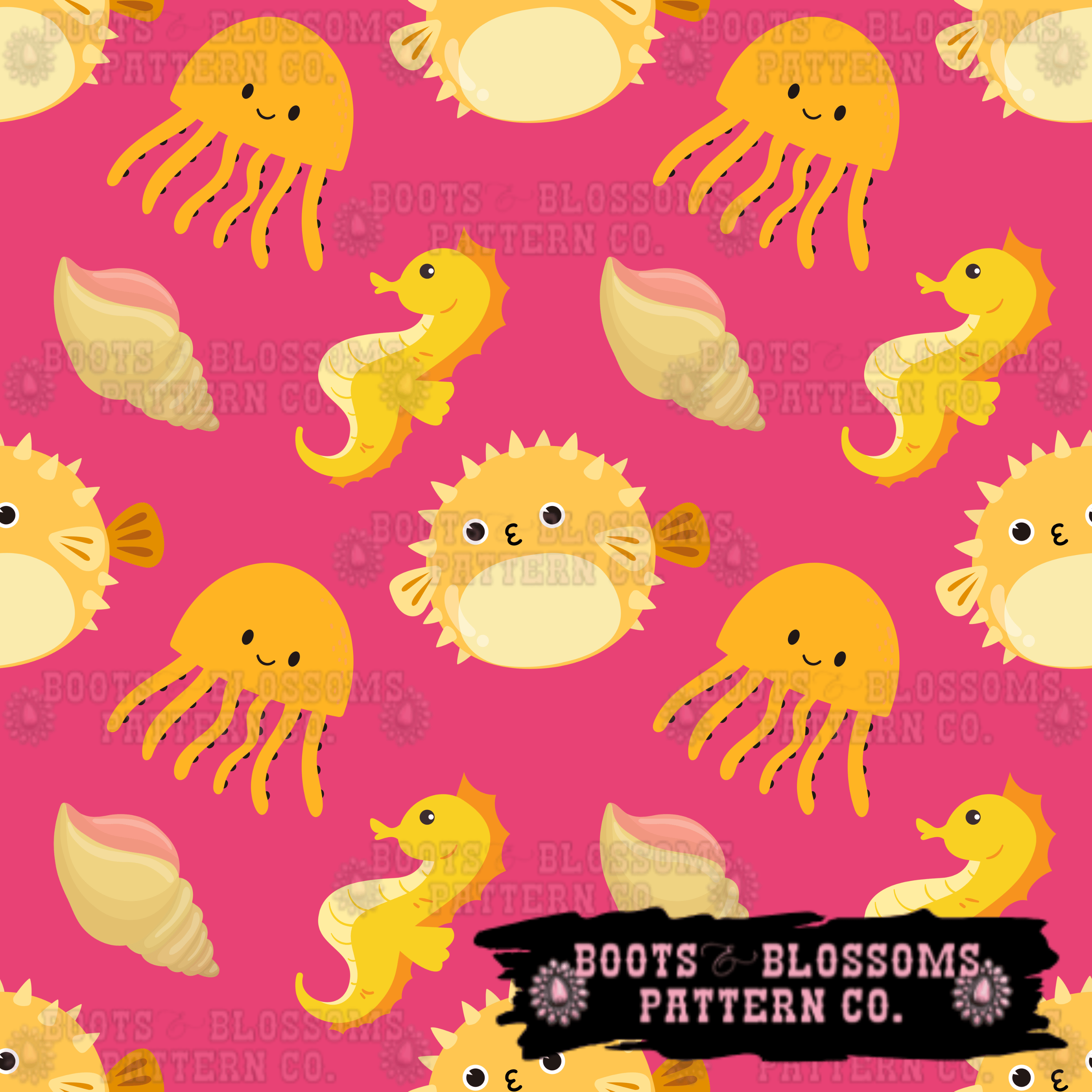 Pink Sea Pattern Pink Under the Sea Seamless - Payhip