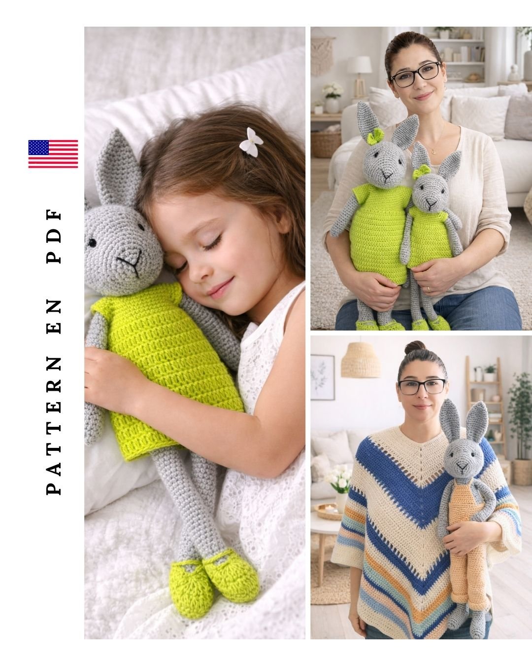 Soft Sabina Bunny amigurumi crochet bunny toy, handmade plush doll for children