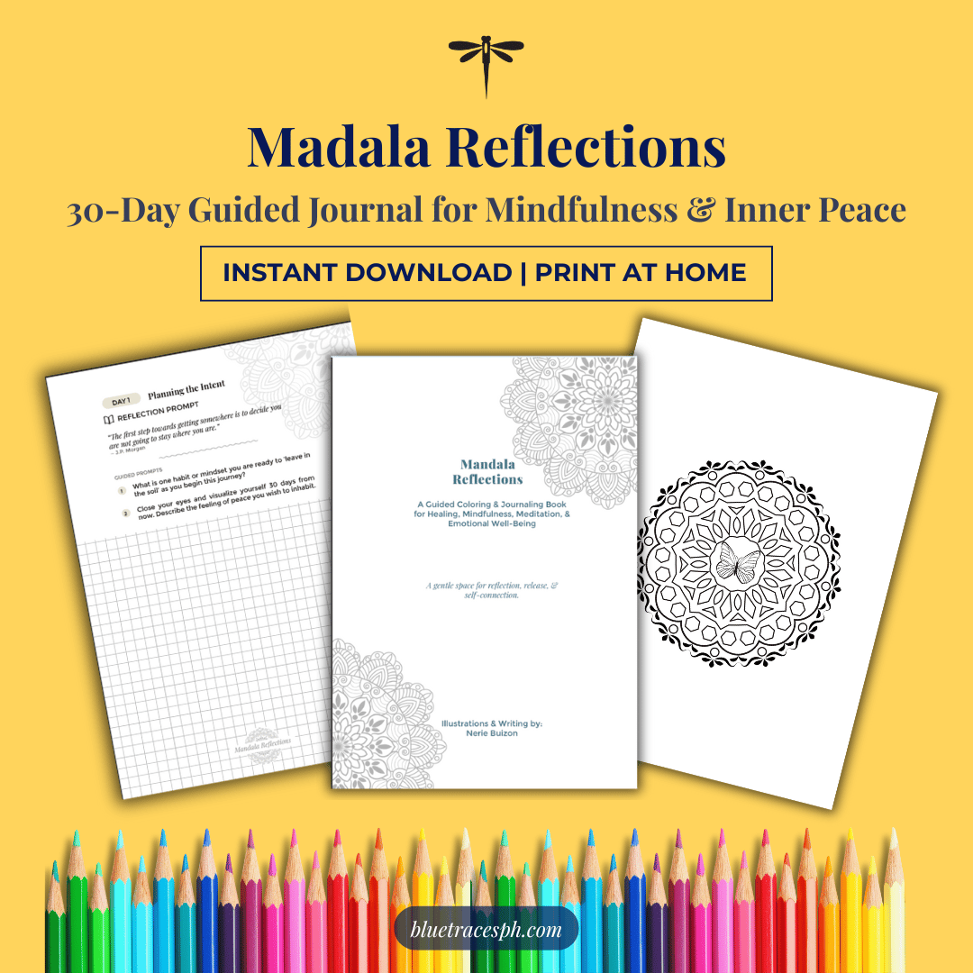 Mandala journal sheets showing whats inside of the journal layout printable download