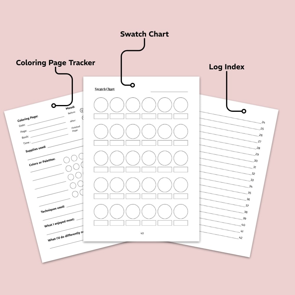 Color Tracking Log Printable Coloring Book Tracker - Digital Tracker & Diary - Track Pages ...
