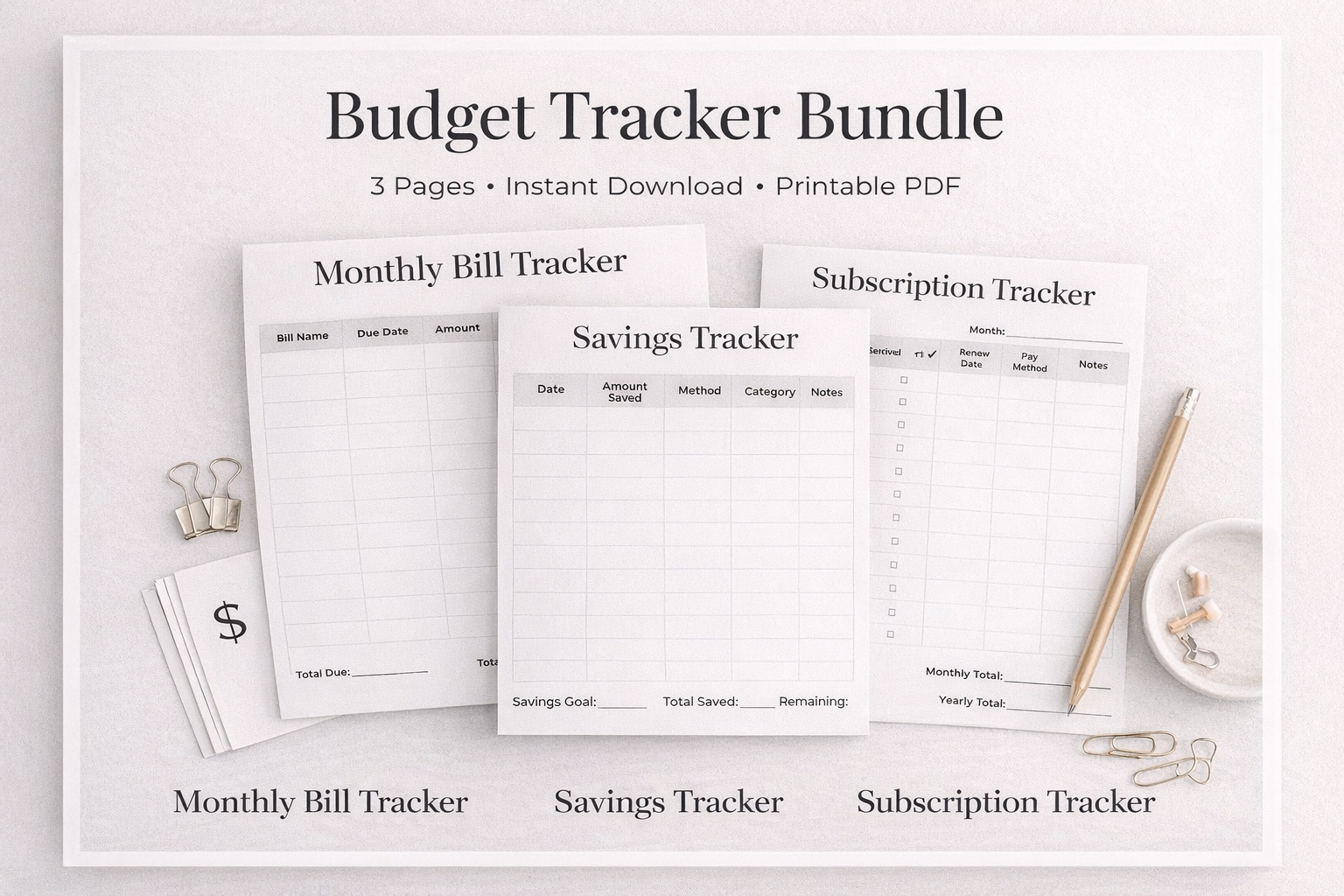 Budget Tracker Bundle Printable (Bills Savings Subscriptions) - Payhip