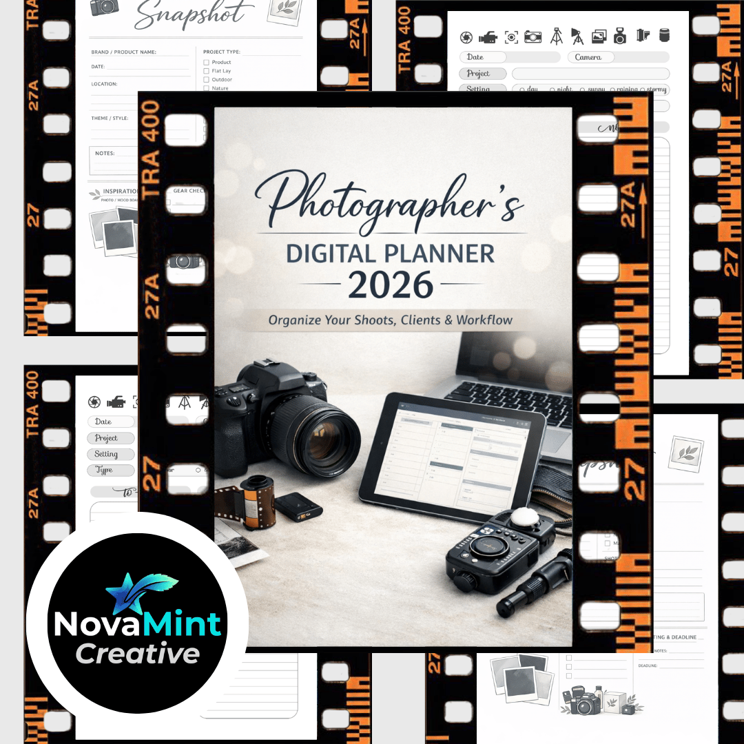 2026 Photographer Planner  Digital Journal  Photography Organizer  Shoot Planner  Photo Project Tracker  Creative Notes  Photography Workflow  Digital Planner  Photographer Tools  Photo Ideas Organizer