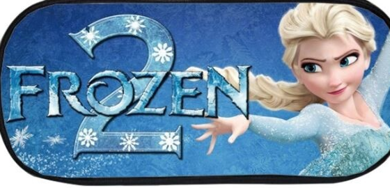 Kids pencil case with Frozen-inspired artwork, durable fabric, and wrist strap