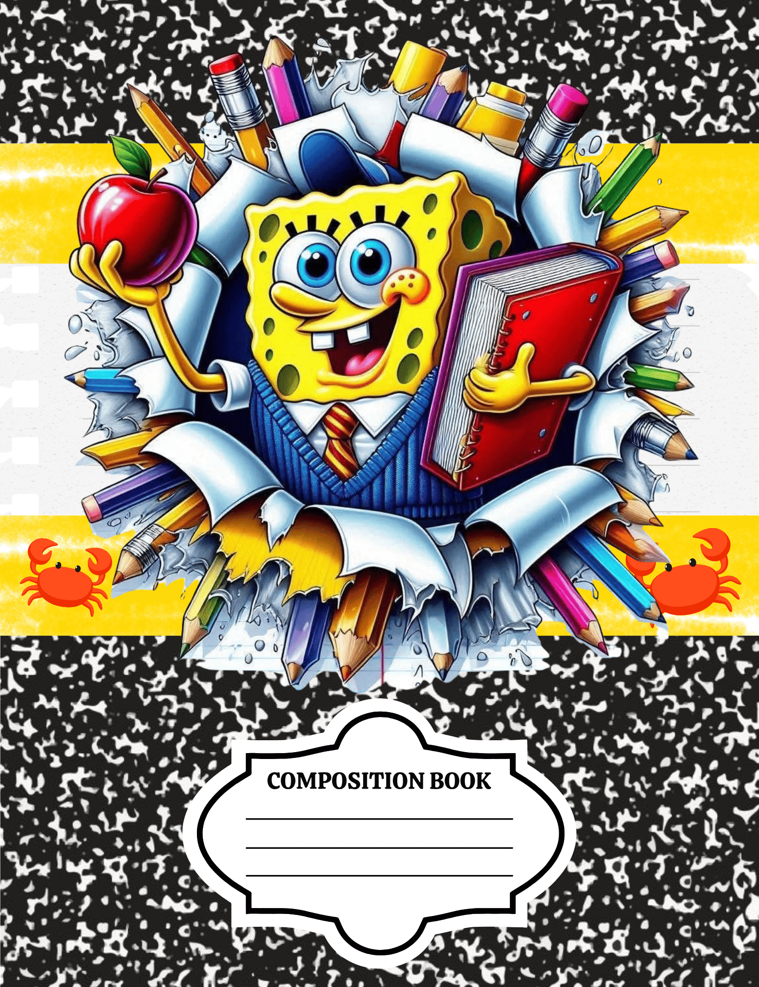 Spongebob Note Design Spongebob Composition Notebook Cover - Payhip