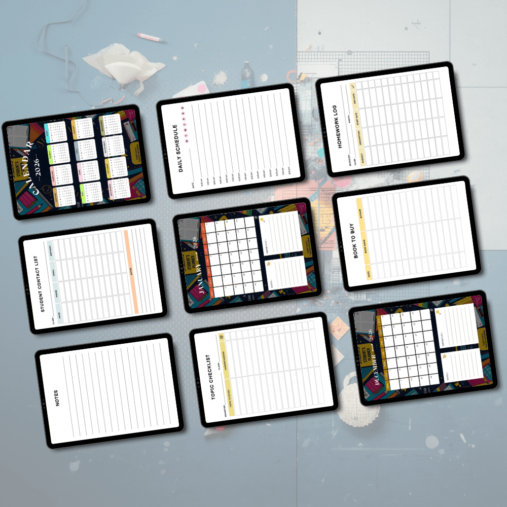 Digital school planner 2026 designed for study organisation and productivity
