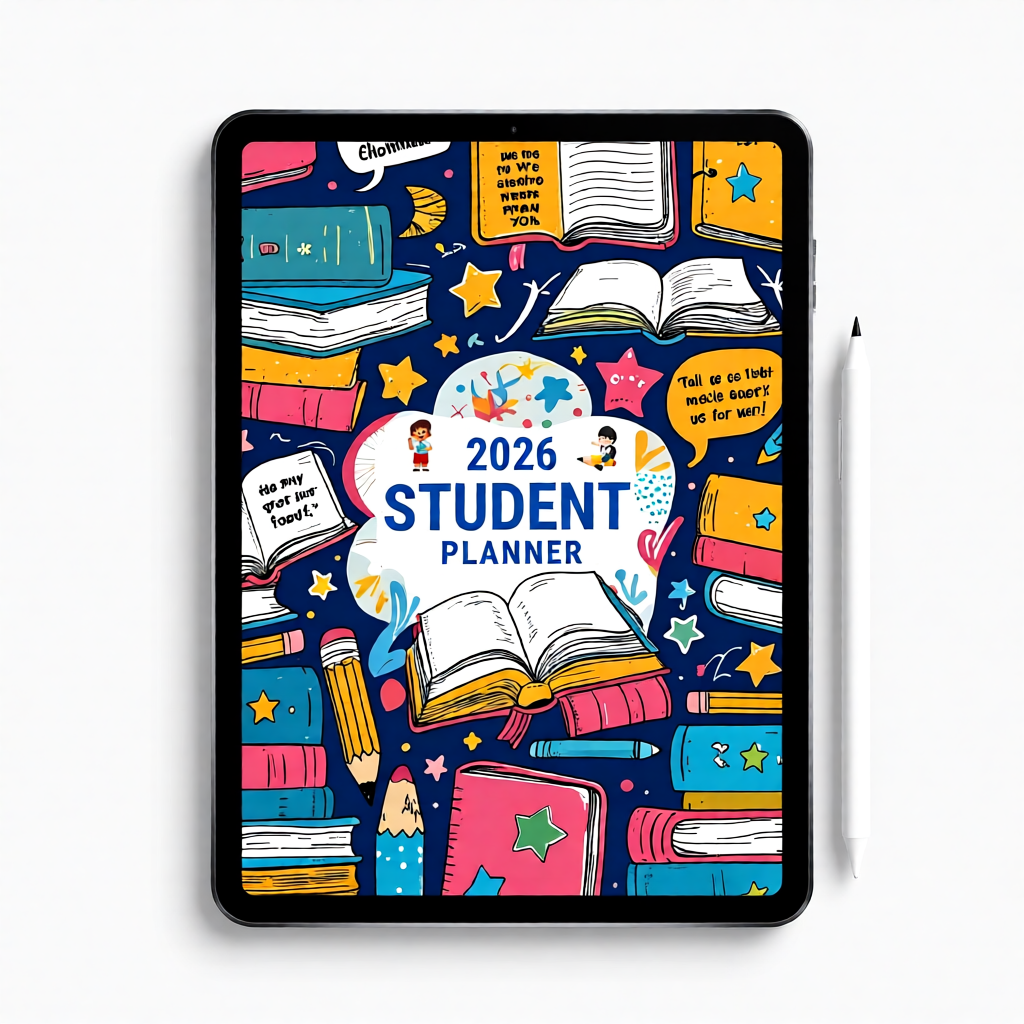 2026 student digital planner cover with clean academic layout for school and study planning
