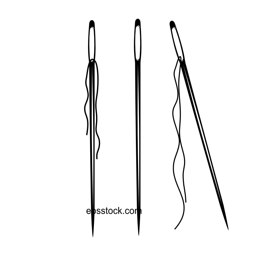 sewing needle with thread on transparent background