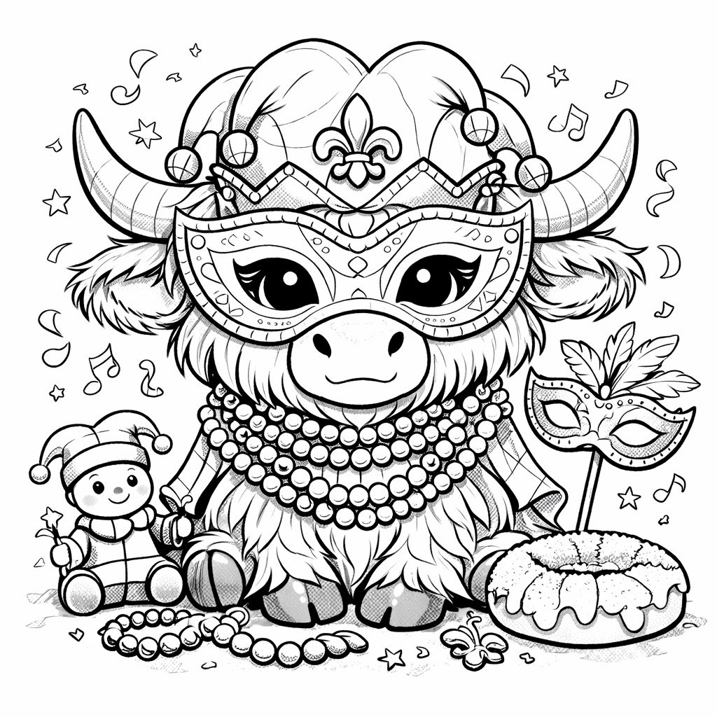Printable Mardi Gras coloring page for kids, classrooms, homeschool and adults.