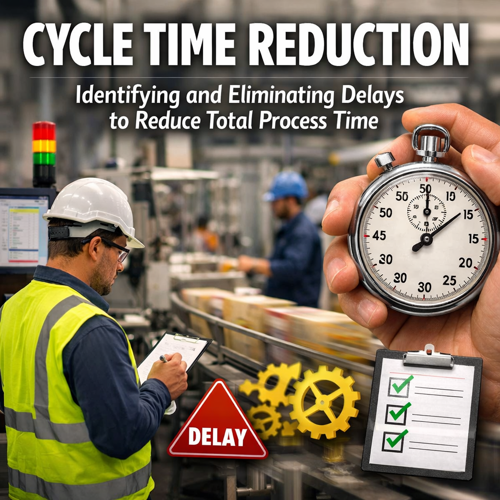 Engineers analysing cycle time and optimising production line