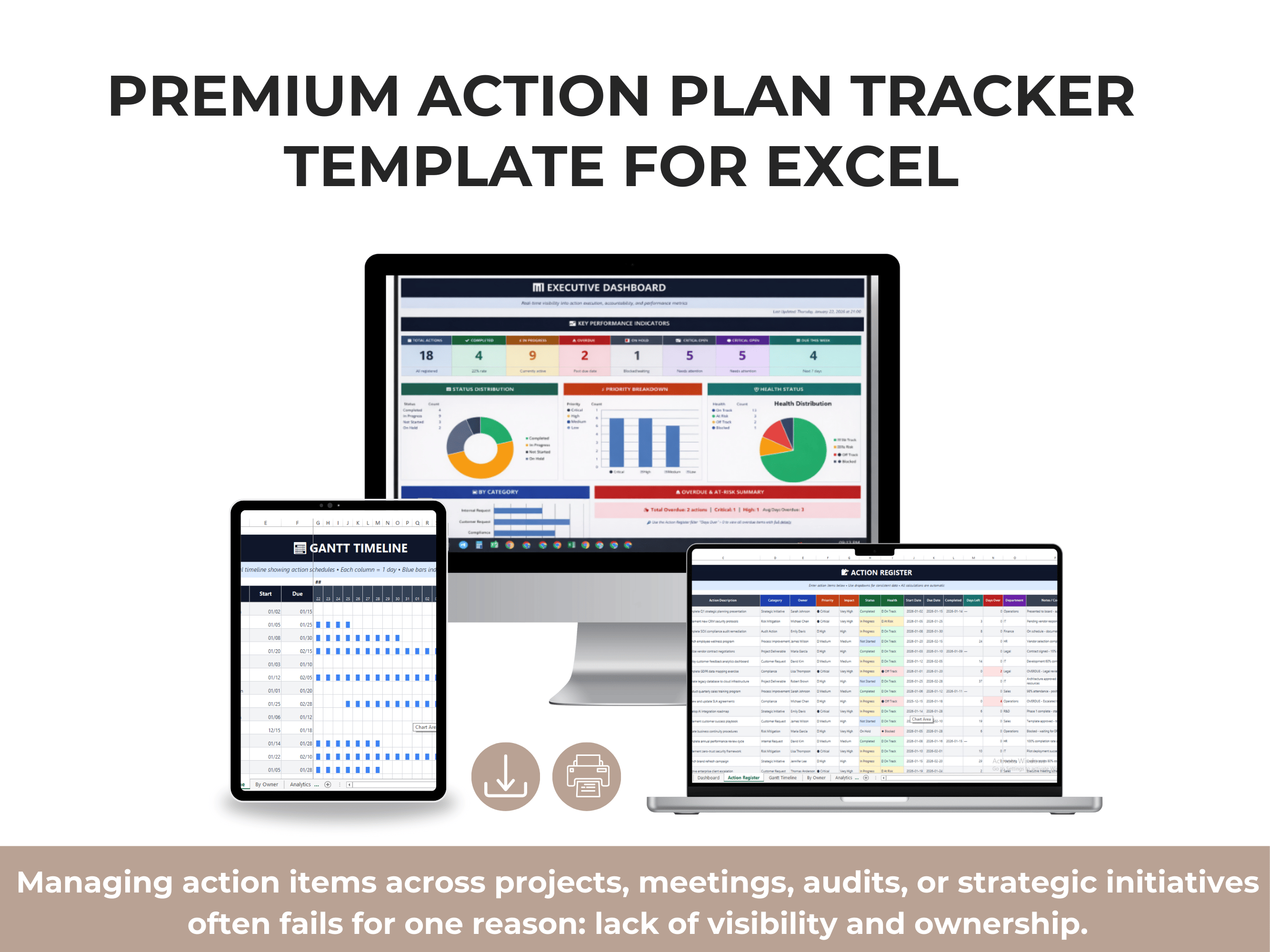 Premium Action Plan Tracker Template for Excel