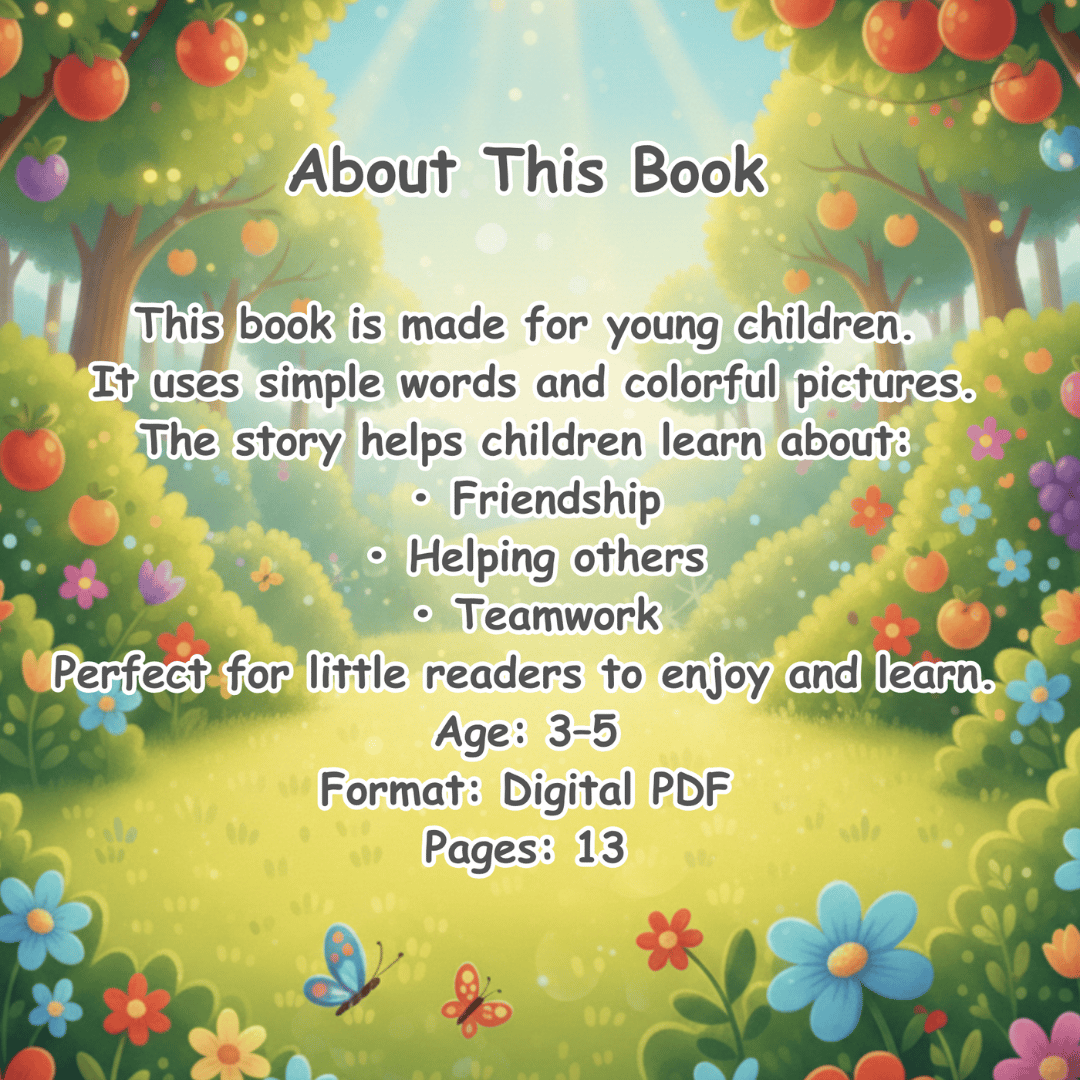 children’s book page, digital storybook, printable page, cartoon animals, bunny, turtle, squirrel, bird, forest, adventure, simple words, bright colors, preschool, ages 3-5, kids learning, story illustration, fun reading