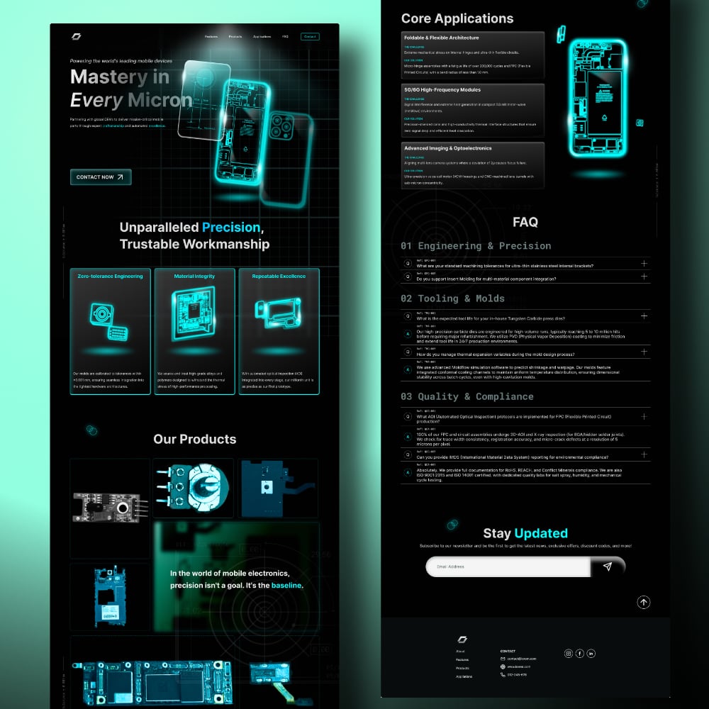 mobile phone component parts manufacturer landing page html template
