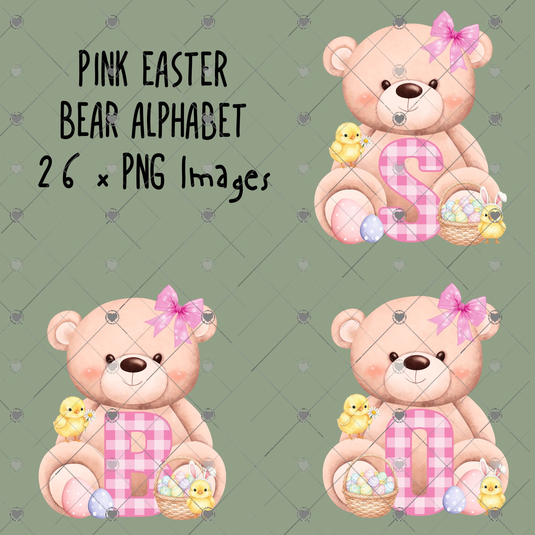 Pink Easter Bear Alphabet - Payhip