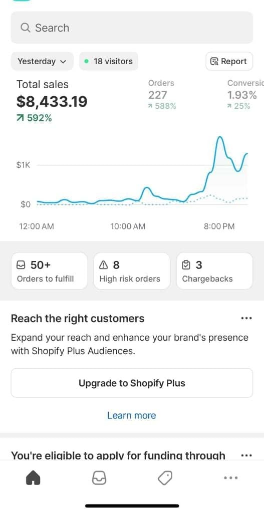 Screenshot of a student’s dashboard showing their digital product sales and earnings for the month.