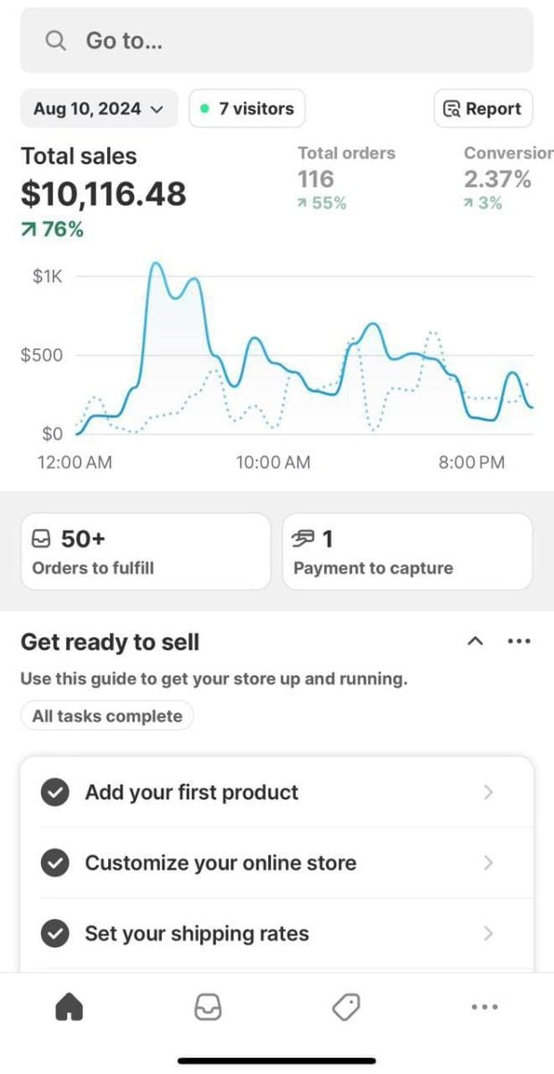 Student dashboard displaying total sales, revenue graph, and recent transactions from digital reselling.