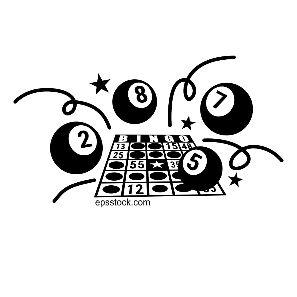 bingo card bingo celebration with balls and numbers