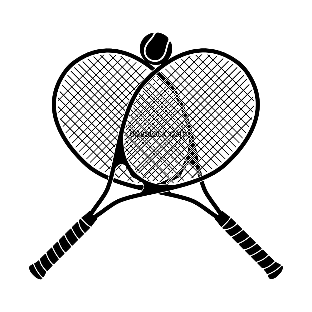 Two pairs of crossed tennis rackets with ball