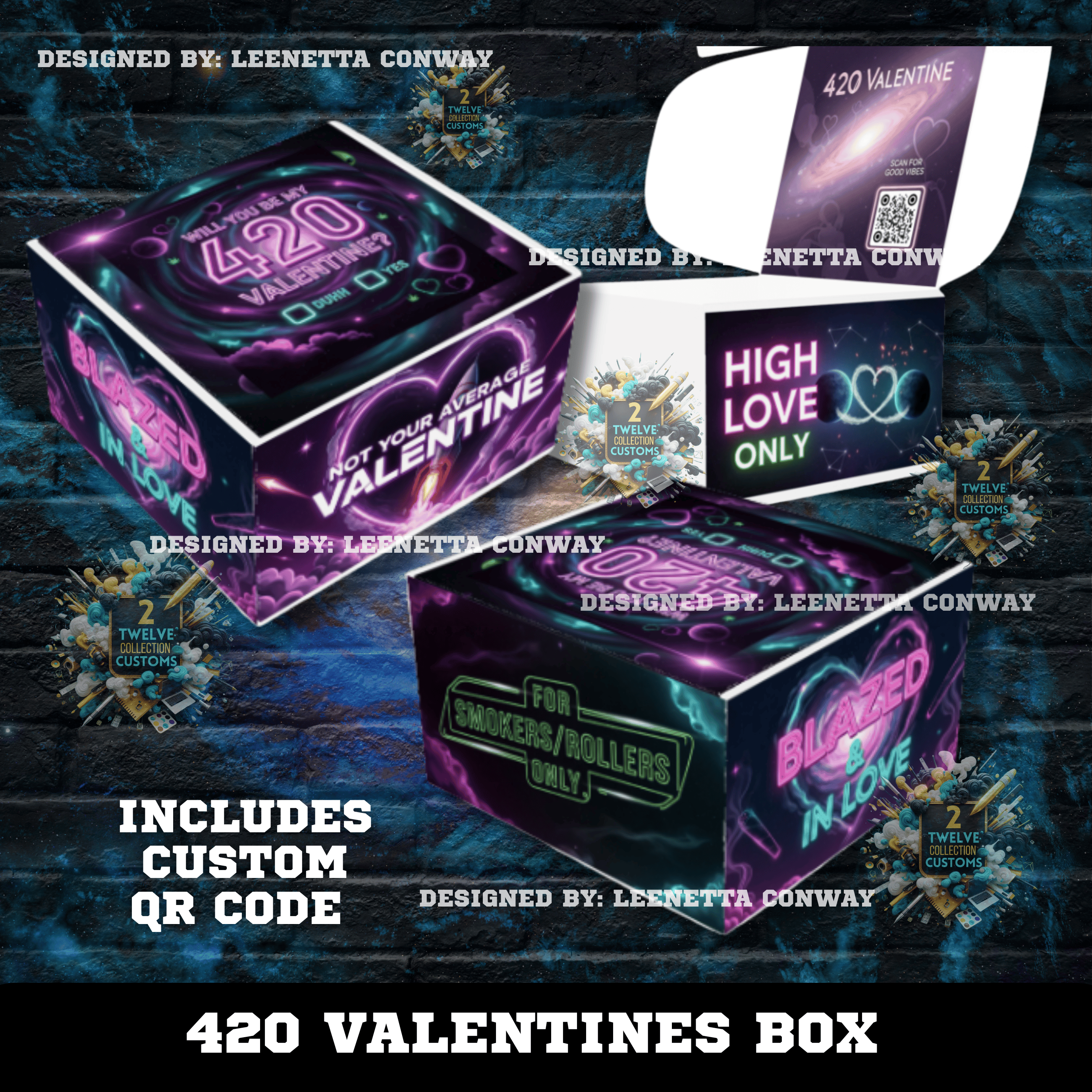 420 Valentines Box Canva Template | Custom Weed Valentine Gift Box ...